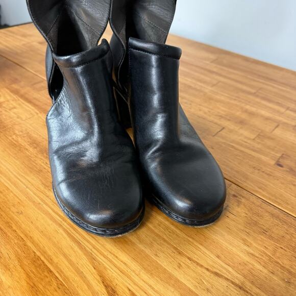 Measponte Black Leather Side Cut Out Heeled Ankle Boots Size 38.5 - Picture 8 of 8